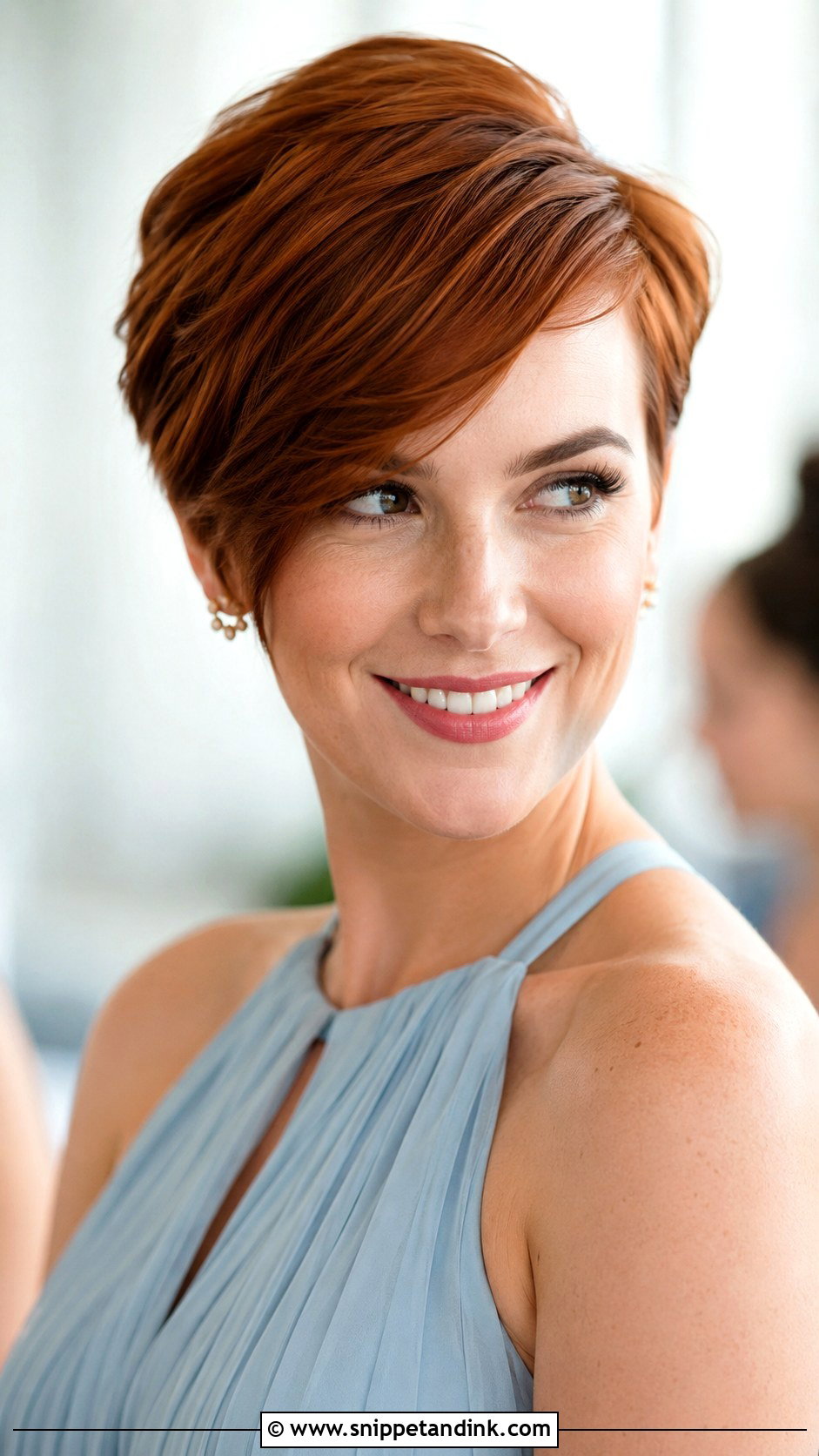 Short Bridesmaid Side Swept Pixie - Snippet and Ink - 20 Short Bridesmaid Hairstyle Ideas