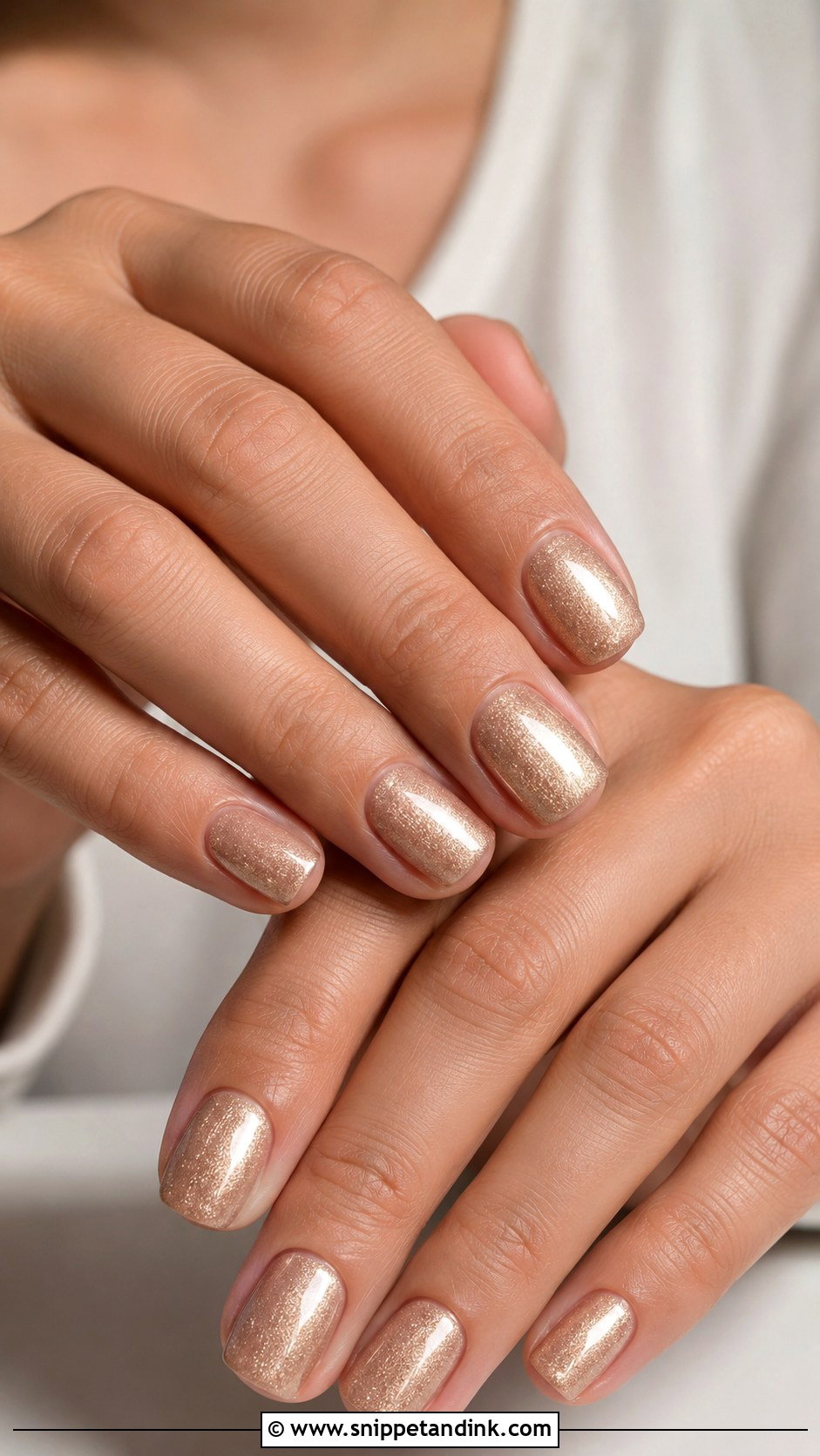 Short Champagne Nails - Snippet and Ink - 20 Short Wedding Guest Nails