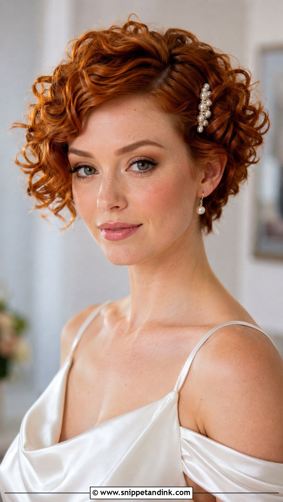 Short Curly Bixie Wedding Hairstyle - Snippet and Ink - 15 Short Wedding Hairstyles for Curly Hair