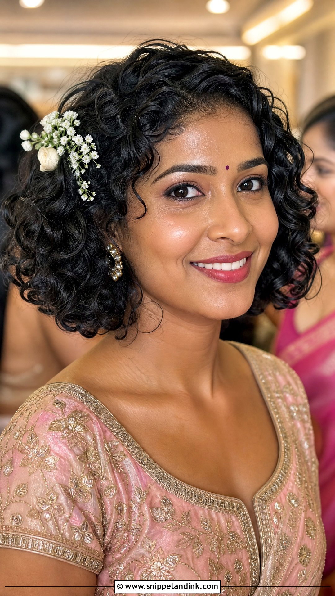 Short Curly Bob For Indian Wedding - Snippet and Ink - 20 Short Hair Styles Indian Wedding