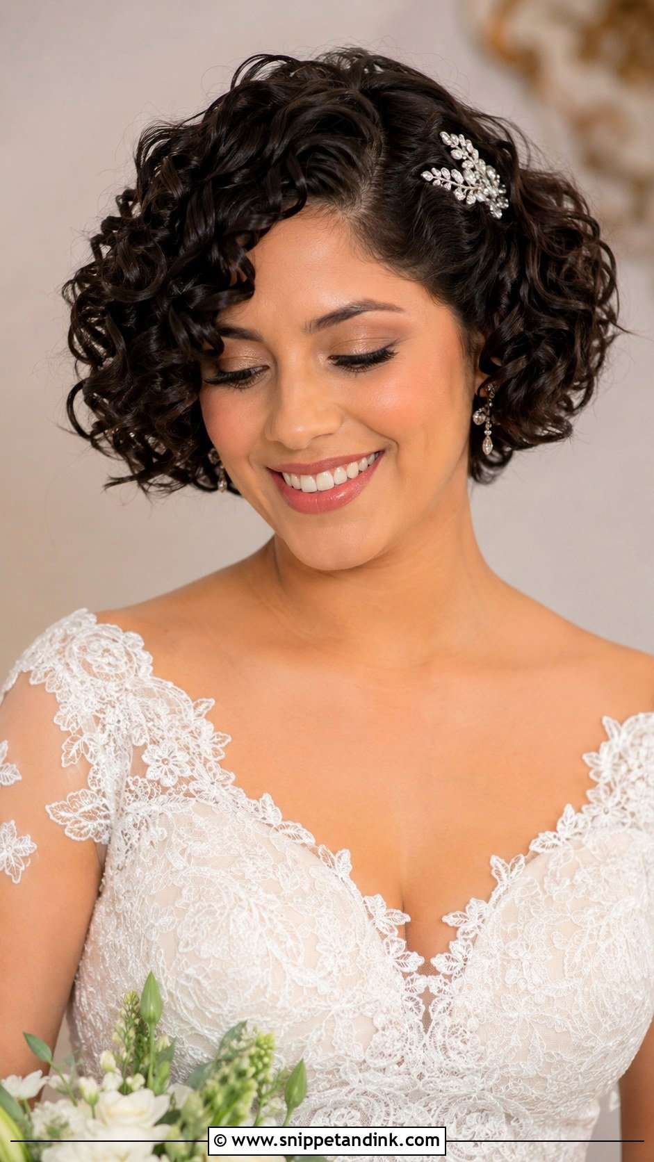 Short Curly Bob For Wedding - Snippet and Ink - 15 Short Hair for Weddings Ideas