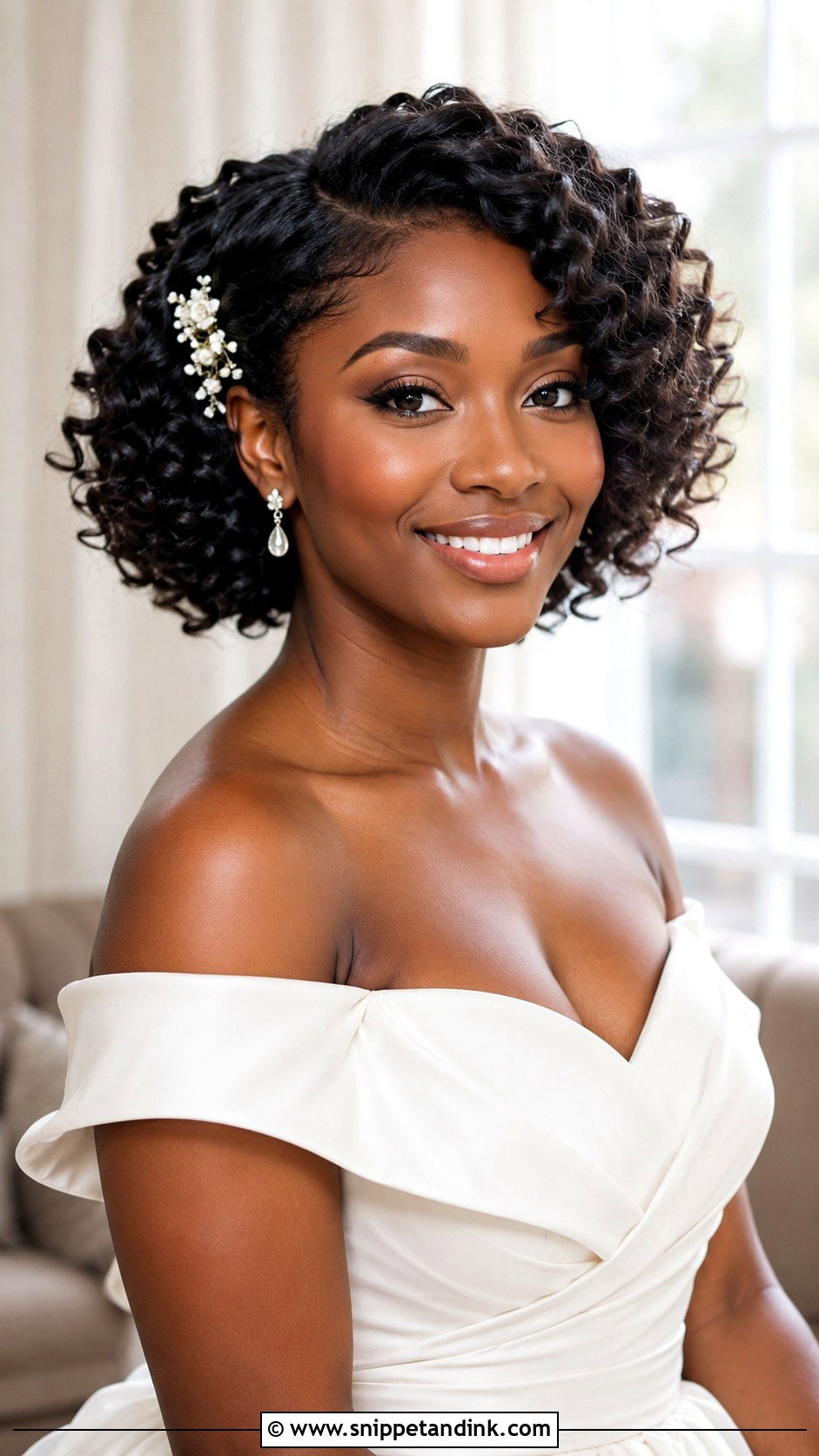 Short Curly Bob Wedding Hair - Snippet and Ink - 15 Short Hair Styling Wedding Ideas