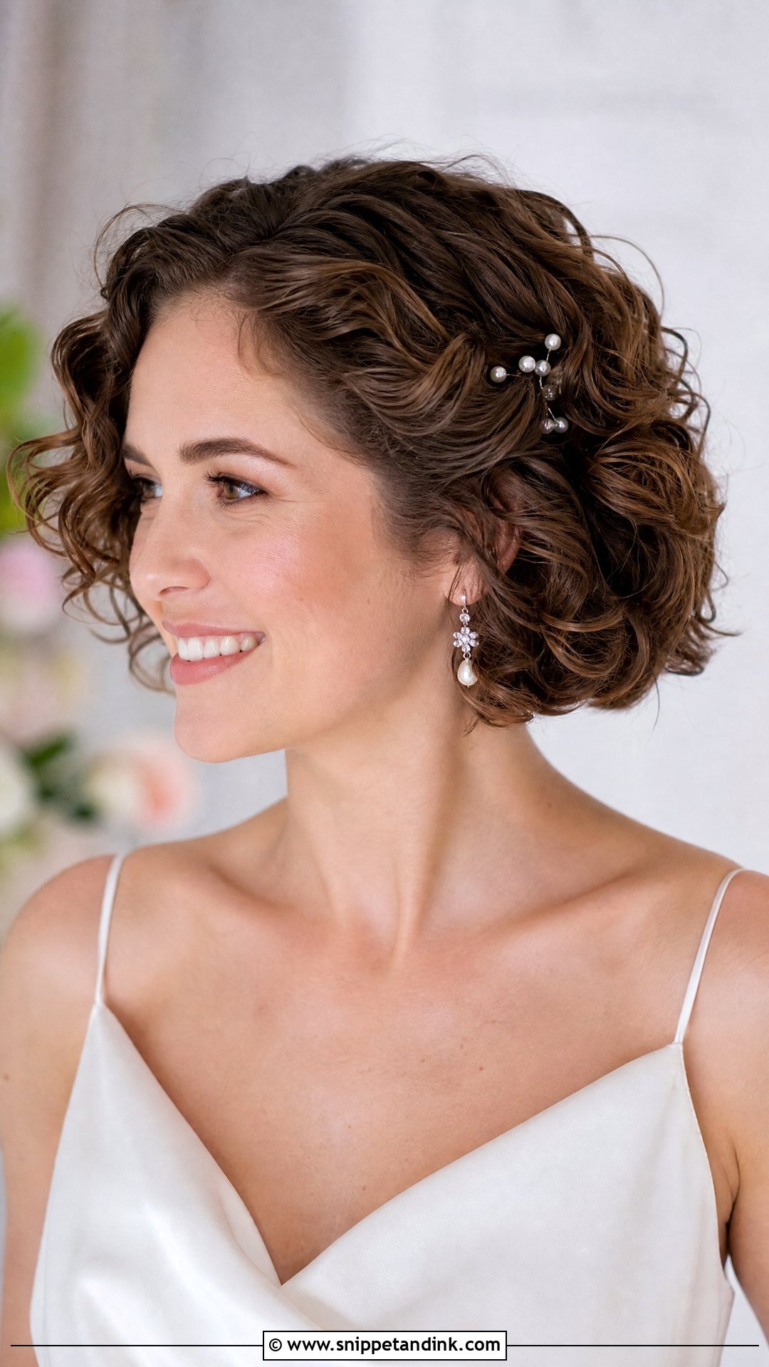 Short Curly Bob Wedding Hair - Snippet and Ink - 15 Curls for Short Hair Wedding