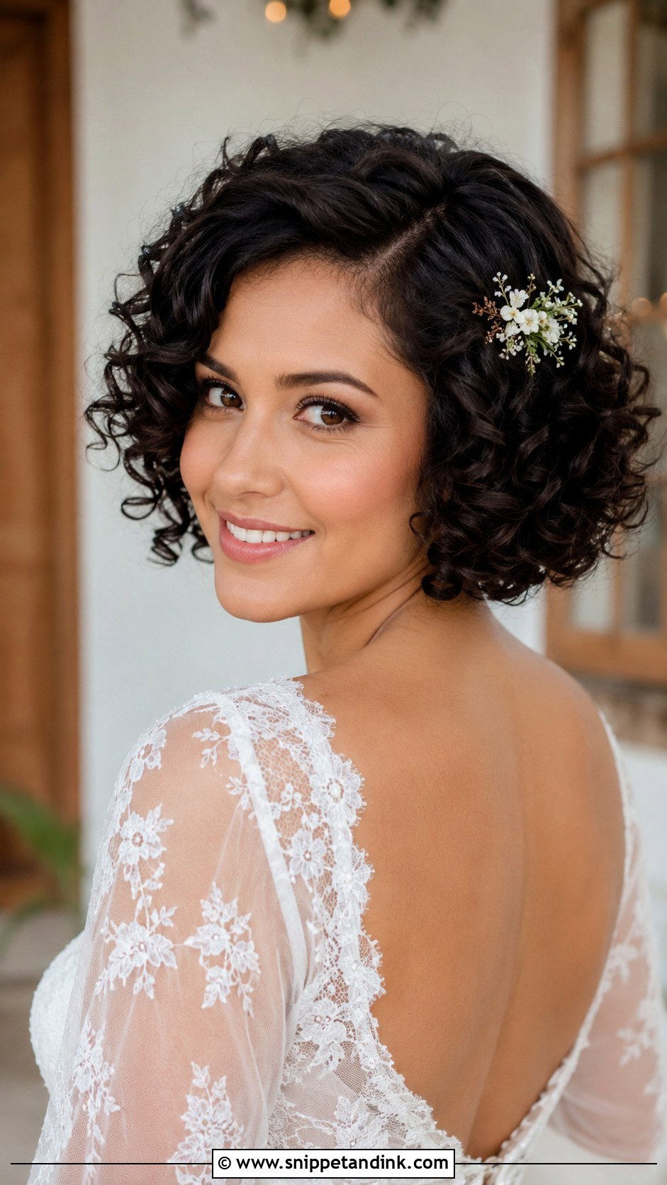 Short Curly Bob Wedding Hairstyle - Snippet and Ink - 20 Elegant Short Hairstyles for Wedding