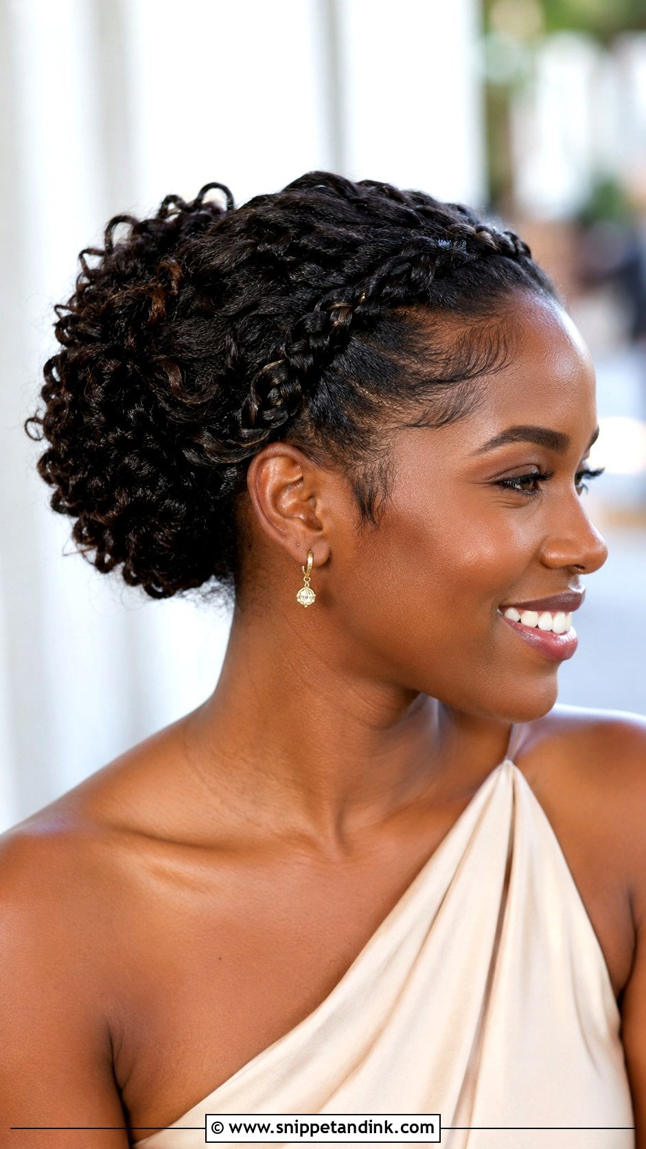 Short Curly Braided Updo - Snippet and Ink - 15 Short Curly Hair Updo for Wedding Ideas