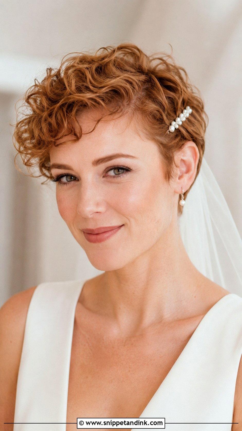 Short Curly Bridal Bixie - Snippet and Ink - 15 Short Curly Hair Bridal Hairstyles