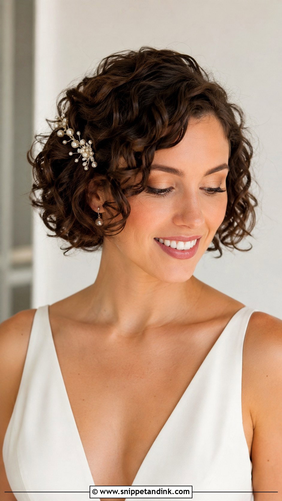 Short Curly Bridal Bob - Snippet and Ink - 15 Short Curly Hair Bridal Hairstyles