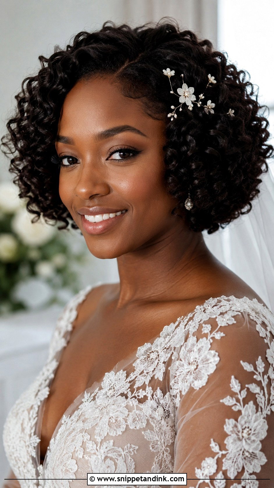 Short Curly Bridal Bob - Snippet and Ink - 15 Short Hairstyles for Brides