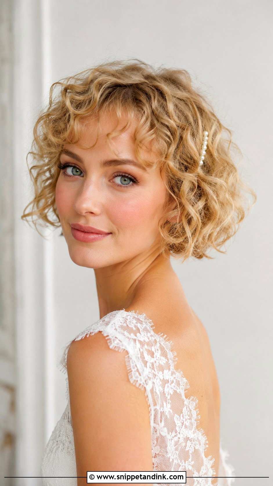 Short Curly Bridal Bob With Bangs - Snippet and Ink - 15 Short Curly Bridal Hairstyles