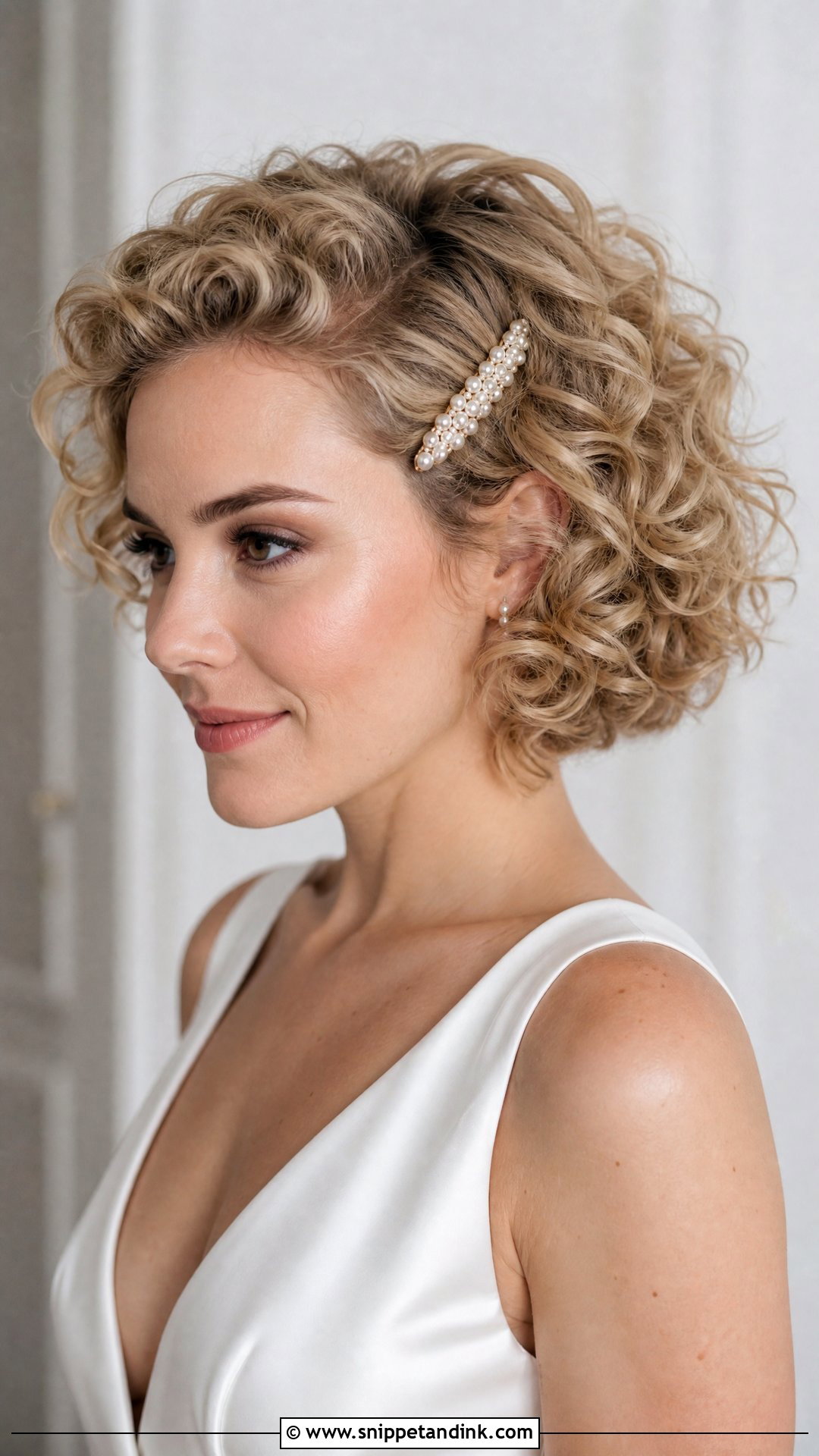 Short Curly Bridal Hair - Snippet and Ink - 15 Bridal Hairstyle for Curly Hair Ideas
