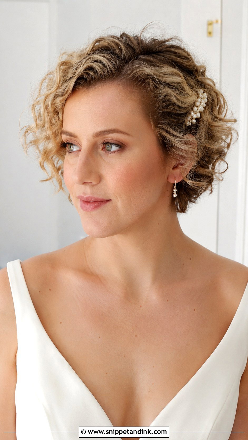 Short Curly Bridal Hair - Snippet and Ink - 20 Bridal Hairstyles for Curly Hair