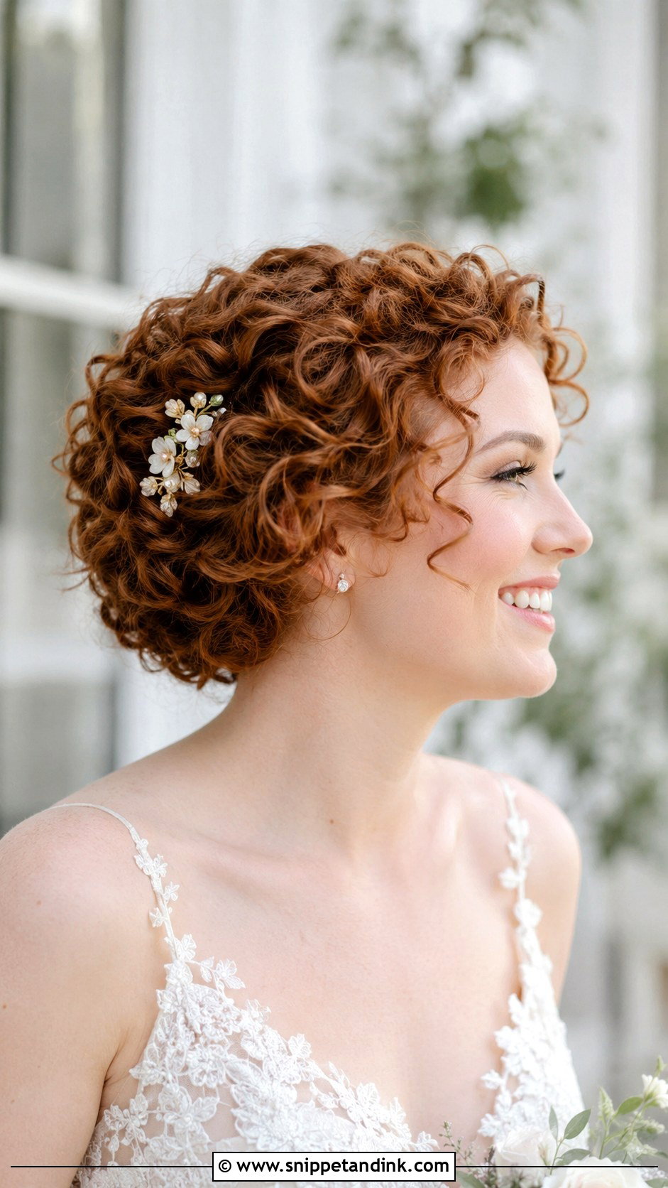 Short Curly Bridal Hair - Snippet and Ink - 20 Natural Bridal Hair Ideas