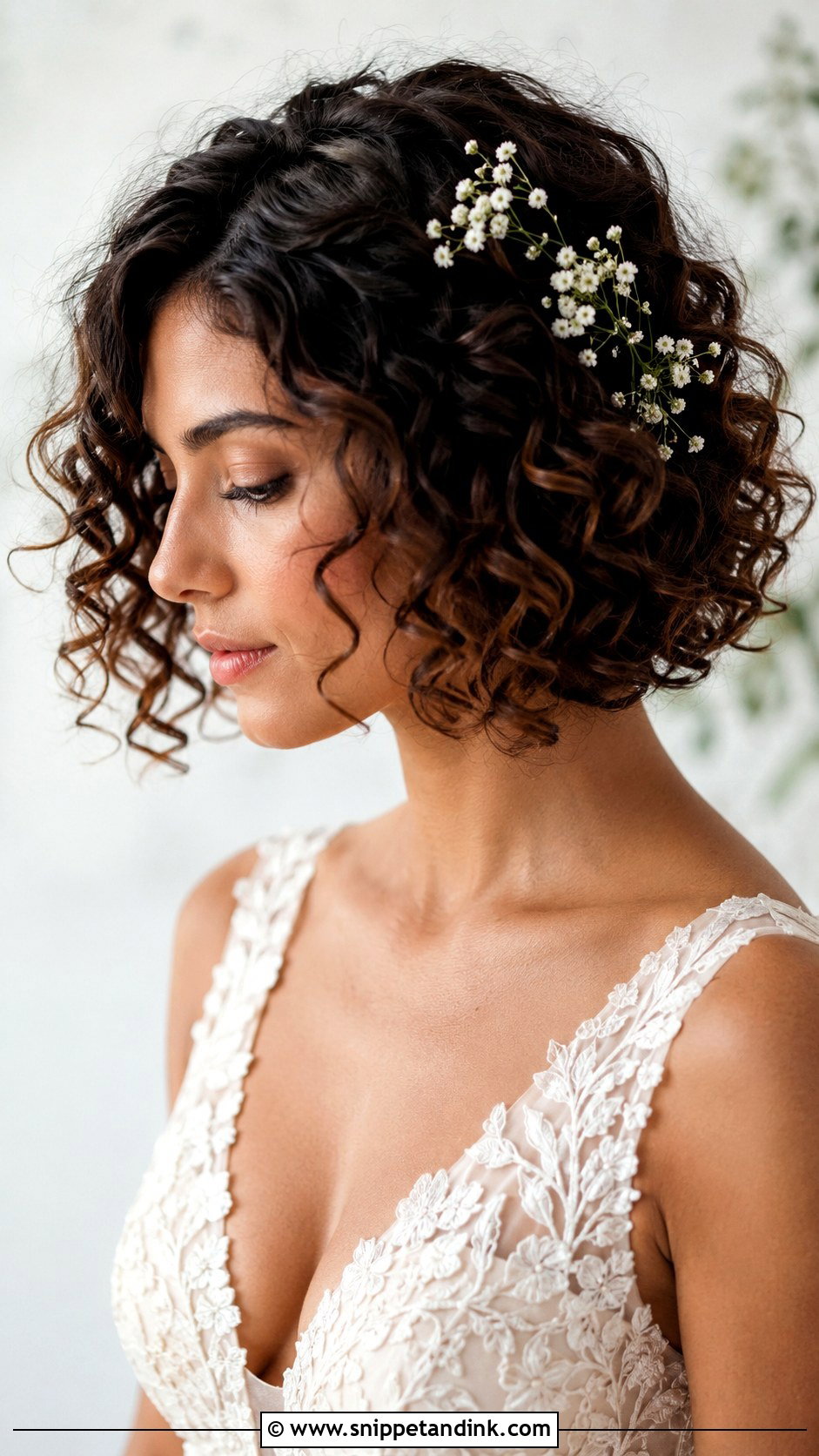 Short Curly Bridal Hair With Flowers - Snippet and Ink - 15 Short Curly Hair Bridal Hairstyles