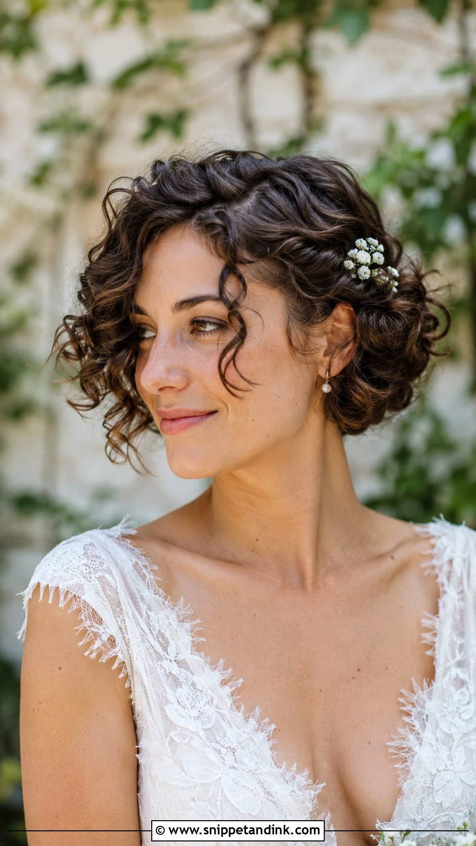Short Curly Bridal Hair With Flowers - Snippet and Ink - 15 Short Curly Bridal Hairstyles
