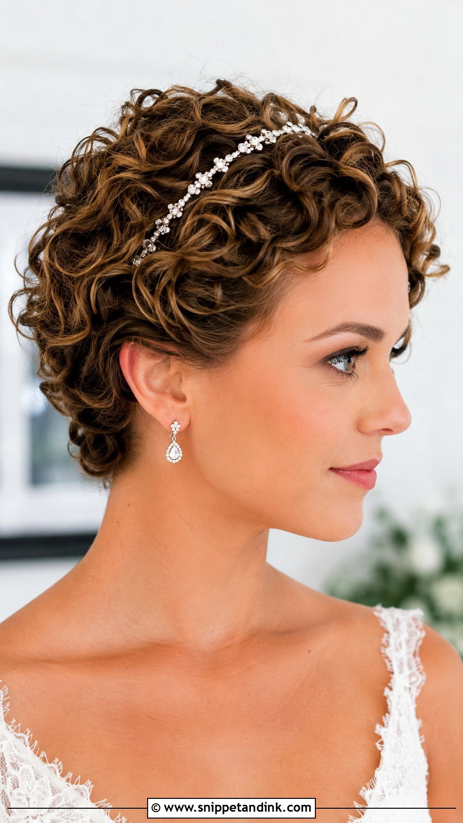 Short Curly Bridal Hair With Headband - Snippet and Ink - 15 Short Curly Hair Bridal Hairstyles