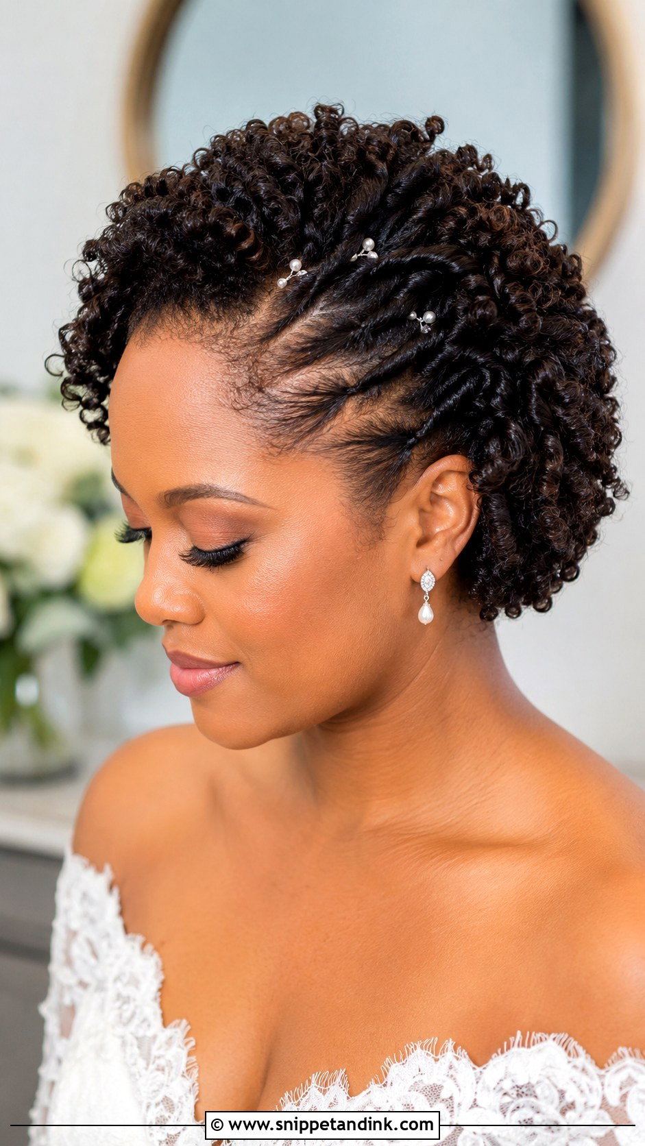 Short Curly Bridal Hair With Twists - Snippet and Ink - 15 Short Curly Hair Bridal Hairstyles