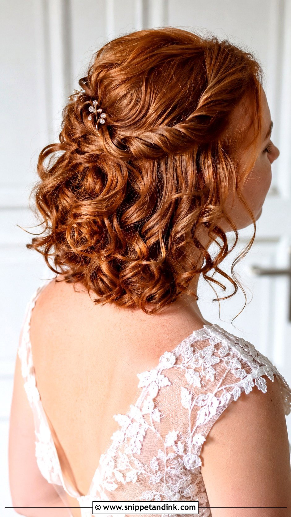 Short Curly Bridal Half Up - Snippet and Ink - 15 Short Curly Bridal Hairstyles