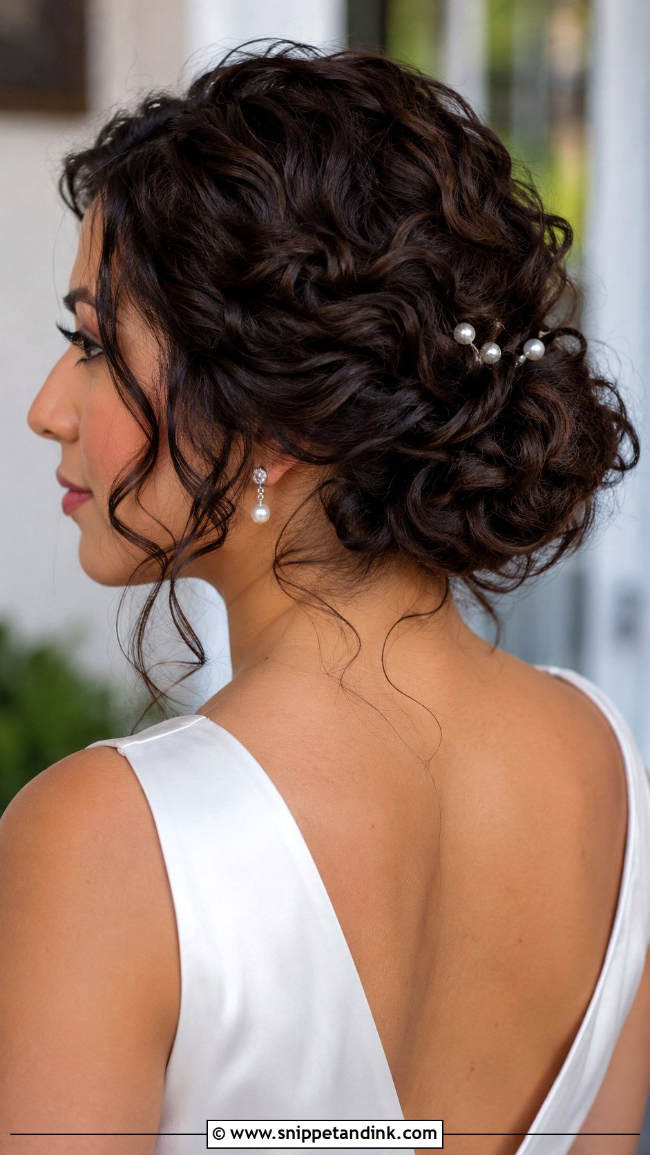 Short Curly Bridal Low Bun - Snippet and Ink - 15 Short Curly Bridal Hairstyles