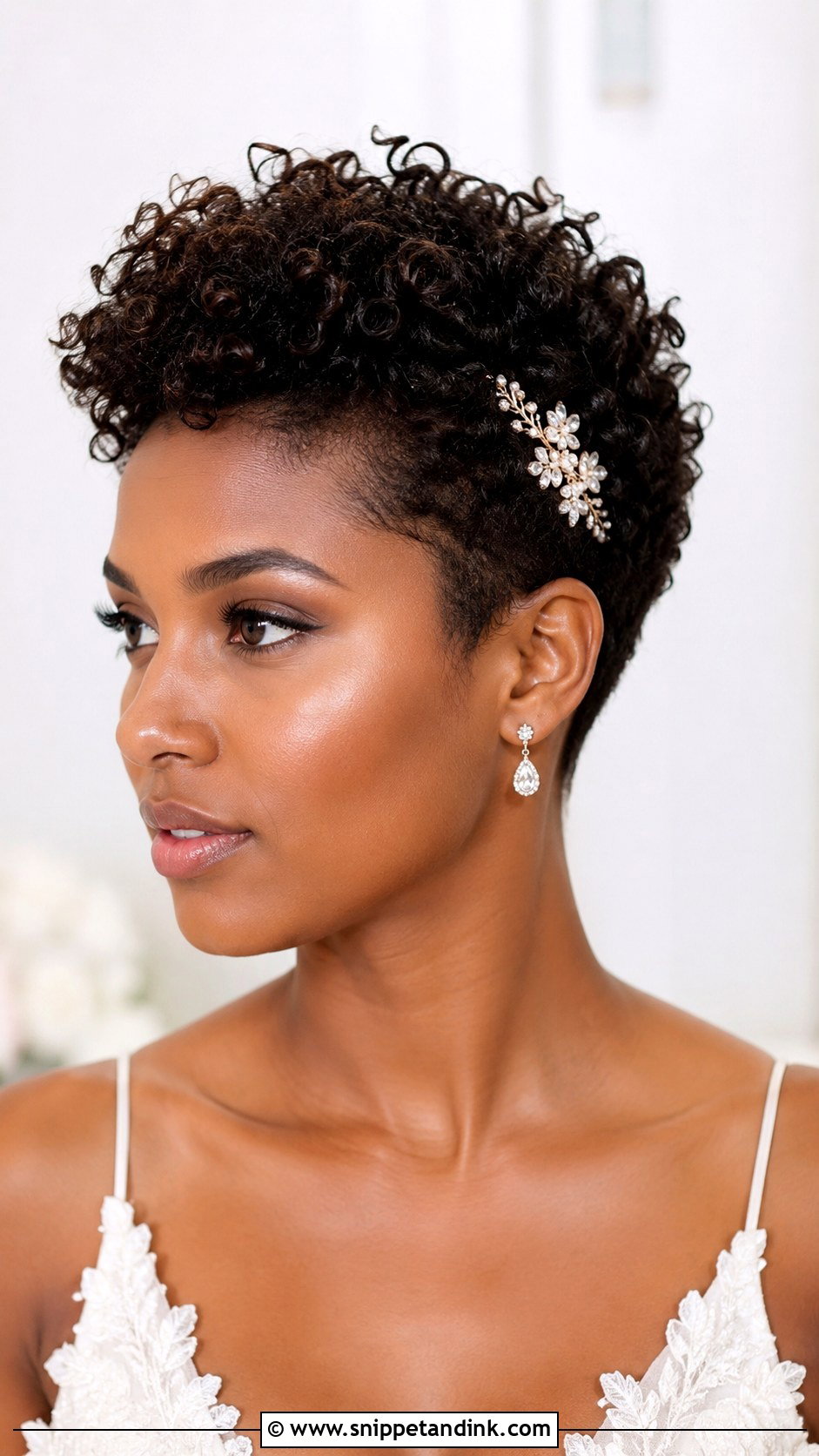 Short Curly Bridal Tapered Cut - Snippet and Ink - 15 Short Curly Bridal Hairstyles