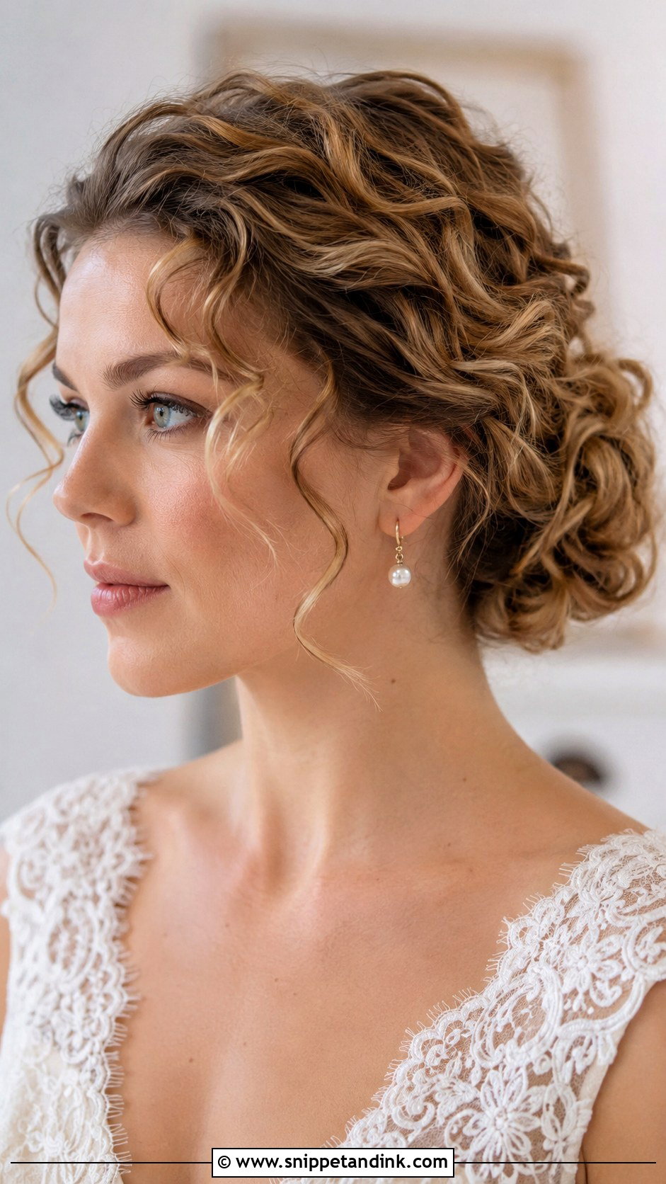 Short Curly Chignon Updo - Snippet and Ink - 15 Short Curly Hair Updo for Wedding Ideas