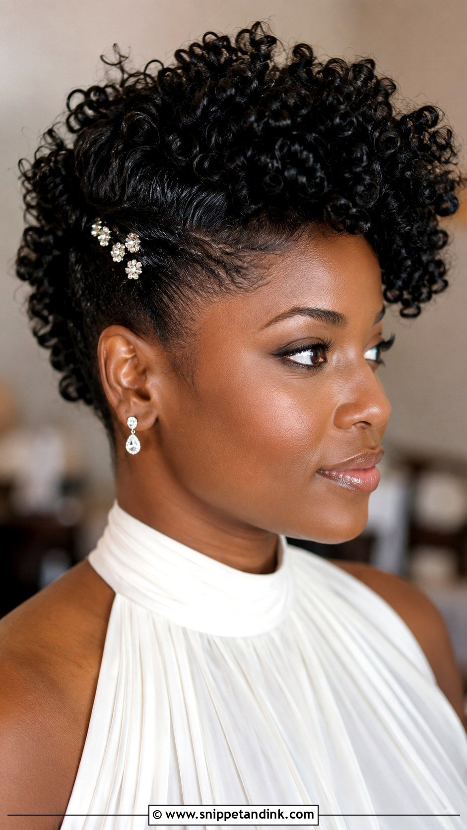 Short Curly Faux Hawk Wedding Hairstyle - Snippet and Ink - 15 Short Wedding Hairstyles for Curly Hair