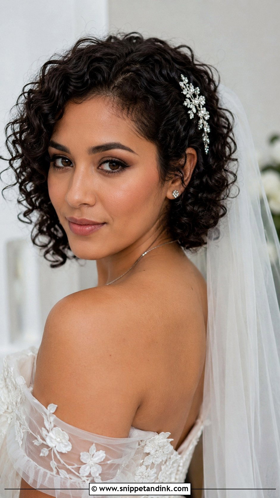Short Curly Hair Down - Snippet and Ink - 20 Bridal Hairstyle for Short Hair Ideas