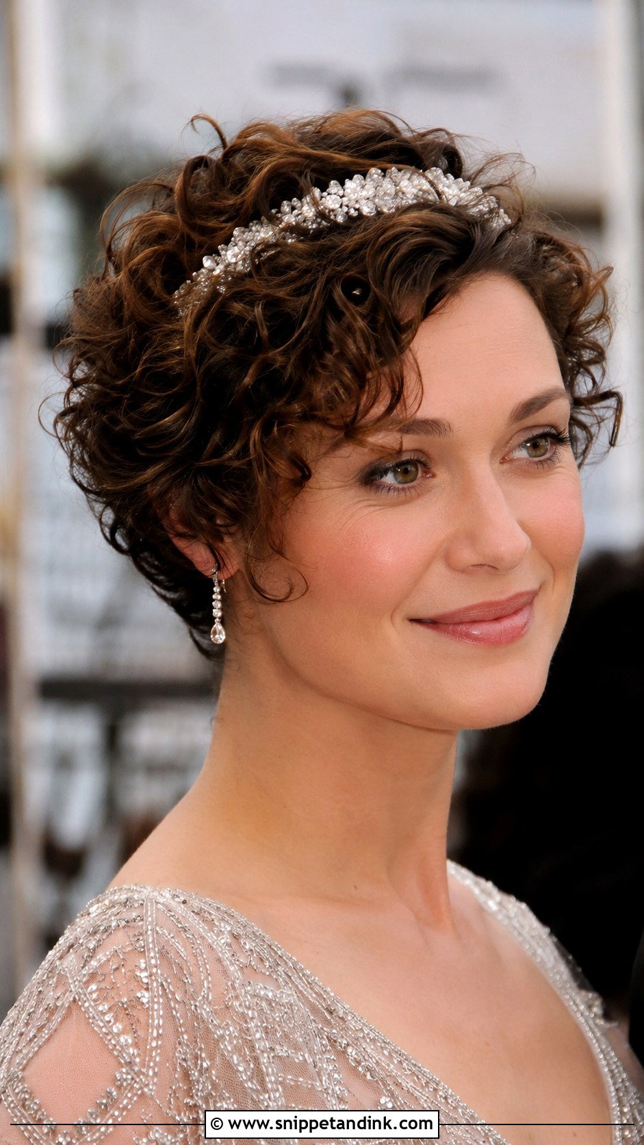 Short Curly Hair With Beaded Headband - Snippet and Ink - 20 Short Curly Wedding Hairstyles