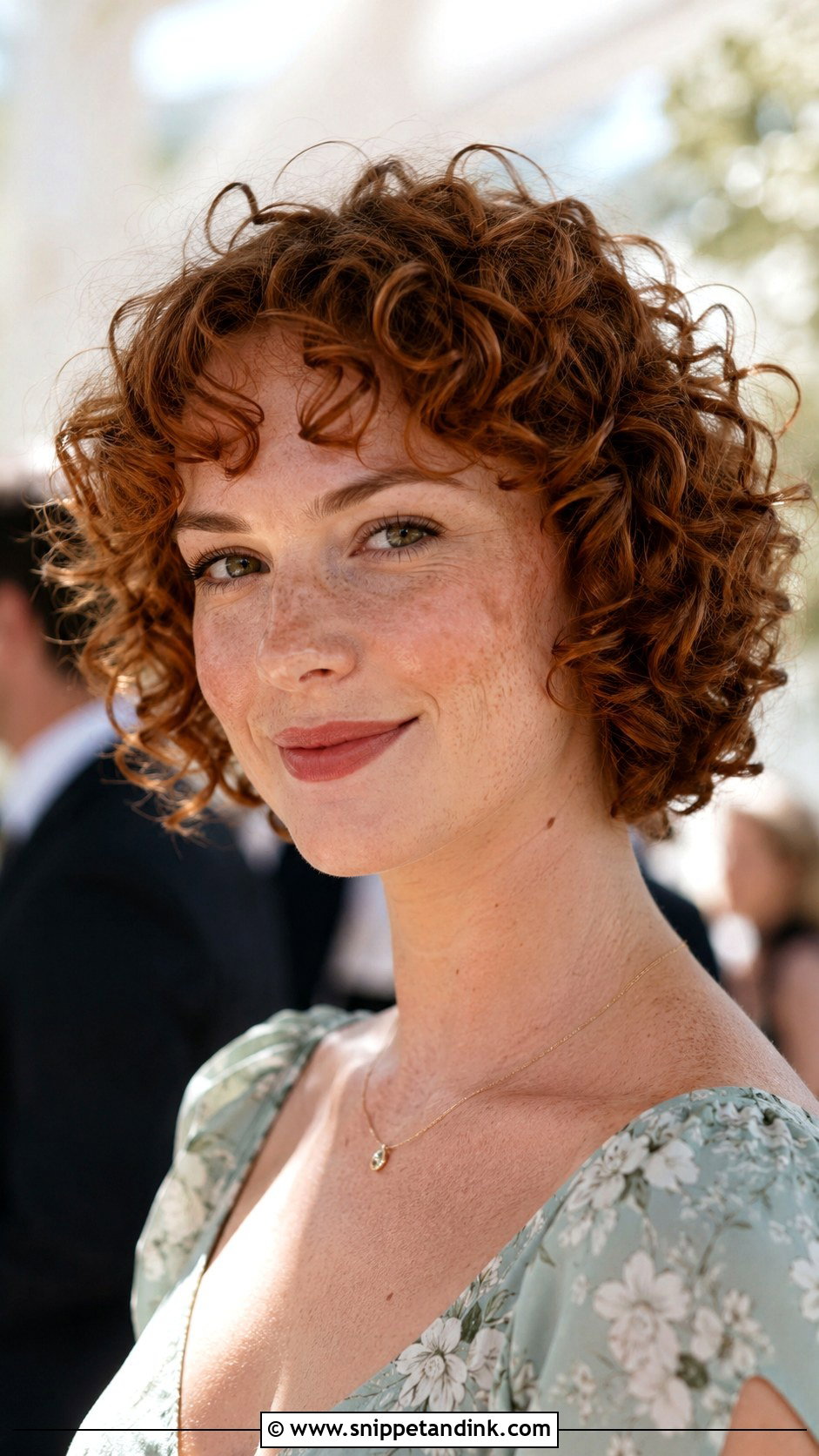 Short Curly Hair With Curly Bangs Wedding Guest - Snippet and Ink - 15 Short Curly Hair Wedding Guest Styles