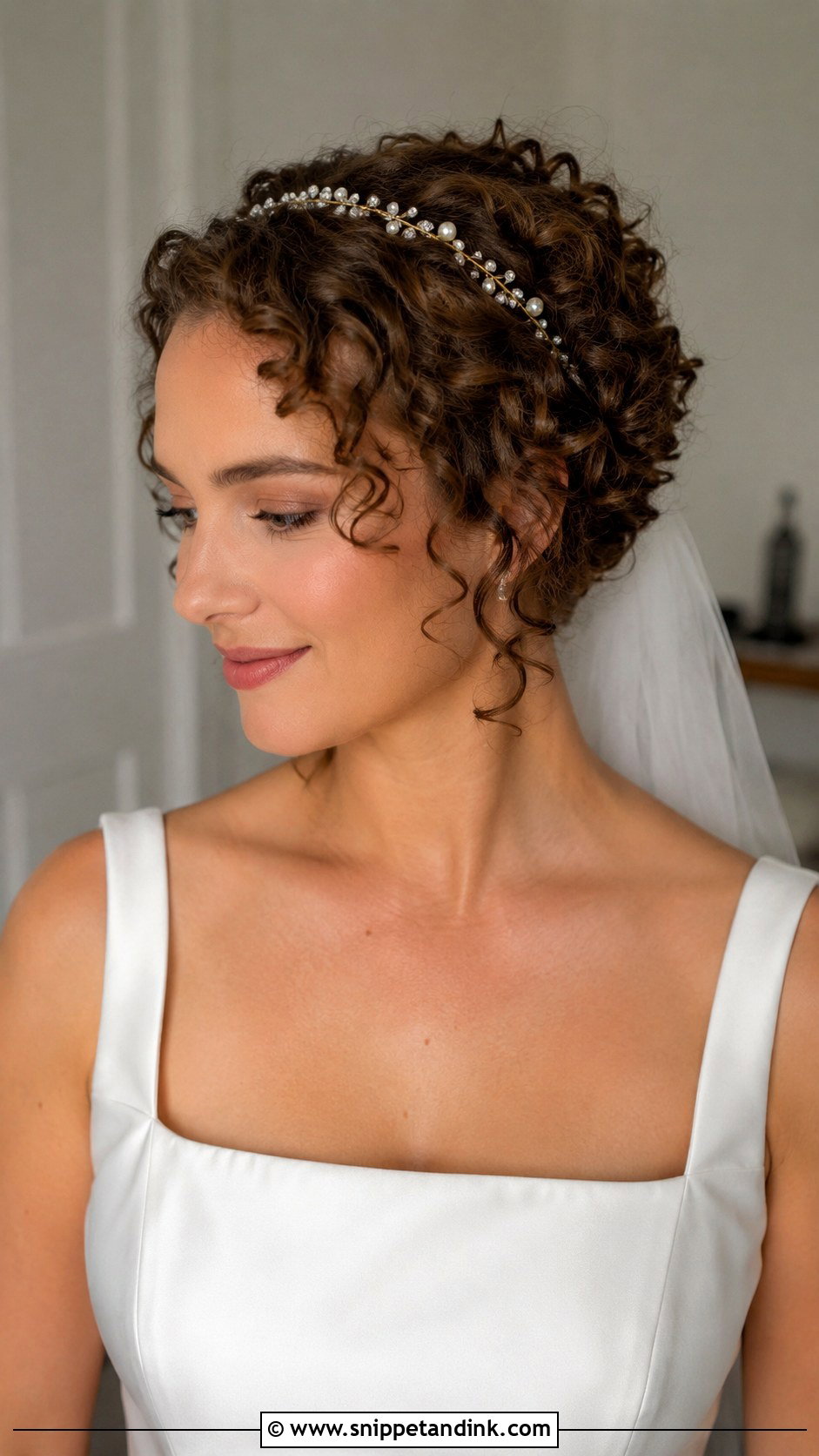 Short Curly Hair With Headband - Snippet and Ink - 15 Short Wedding Hairstyles for Curly Hair