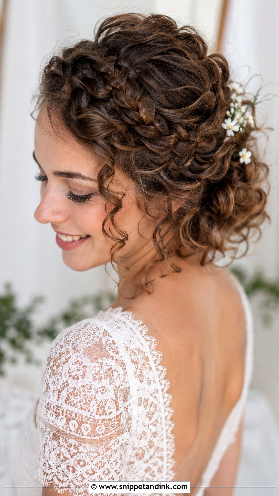 Short Curly Hair With Headband - Snippet and Ink - 25 Short Curly Bridal Hair Ideas