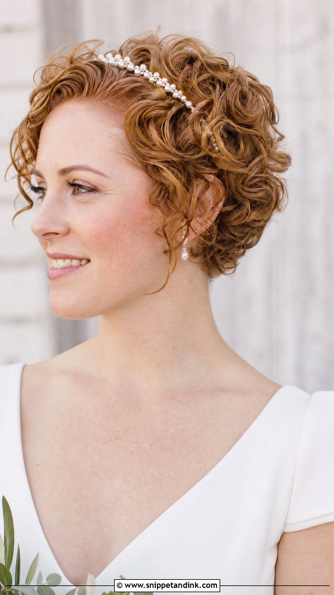 Short Curly Hair With Headband - Snippet and Ink - 15 Curly Short Hair Wedding Styles