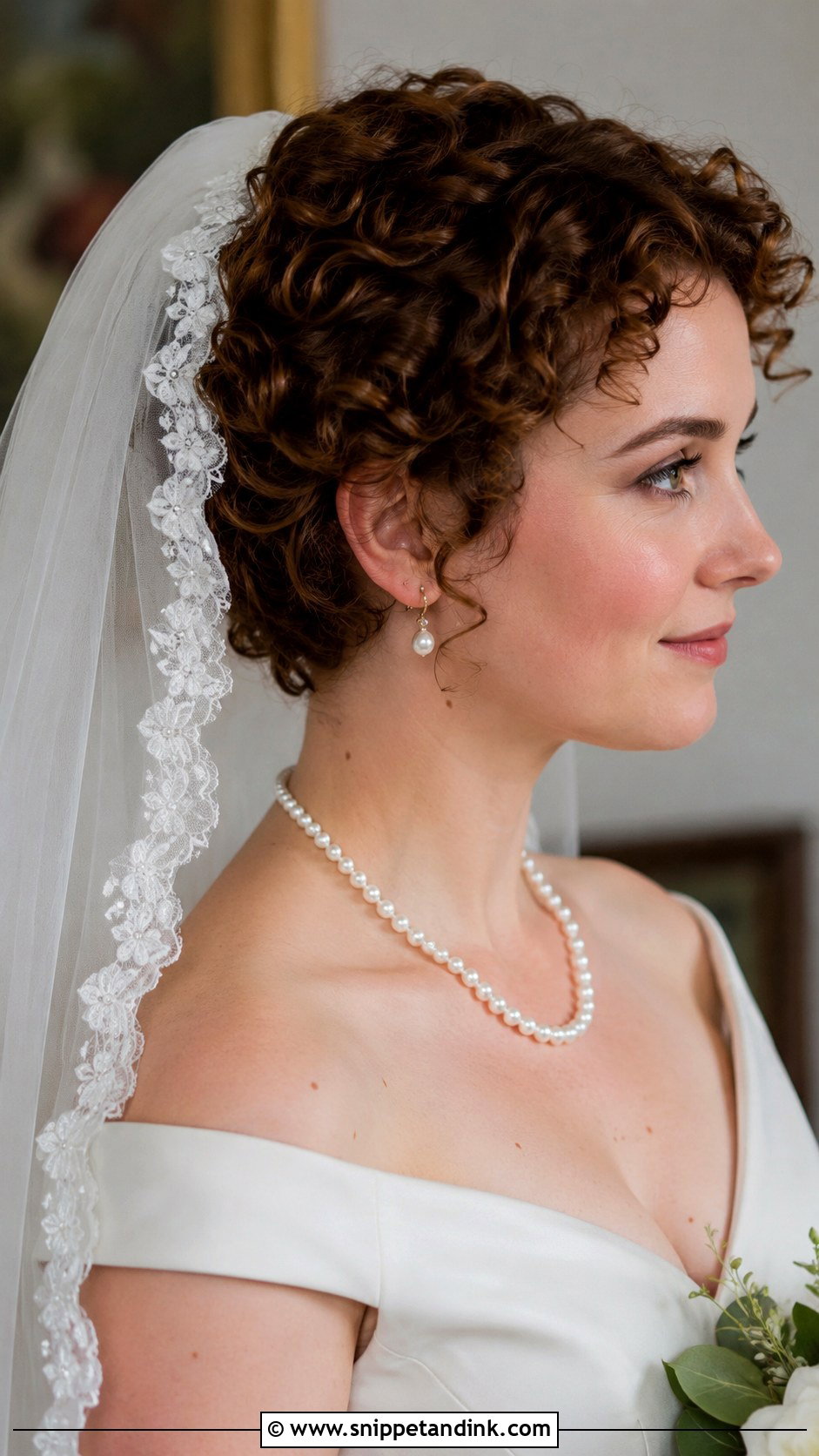 Short Curly Hair With Lace Veil - Snippet and Ink - 20 Short Curly Wedding Hairstyles