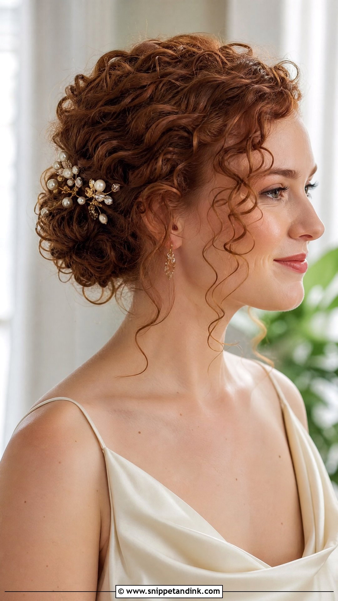 Short Curly Hair With Low Pins For Wedding - Snippet and Ink - 20 Short Curly Hair for Wedding Ideas
