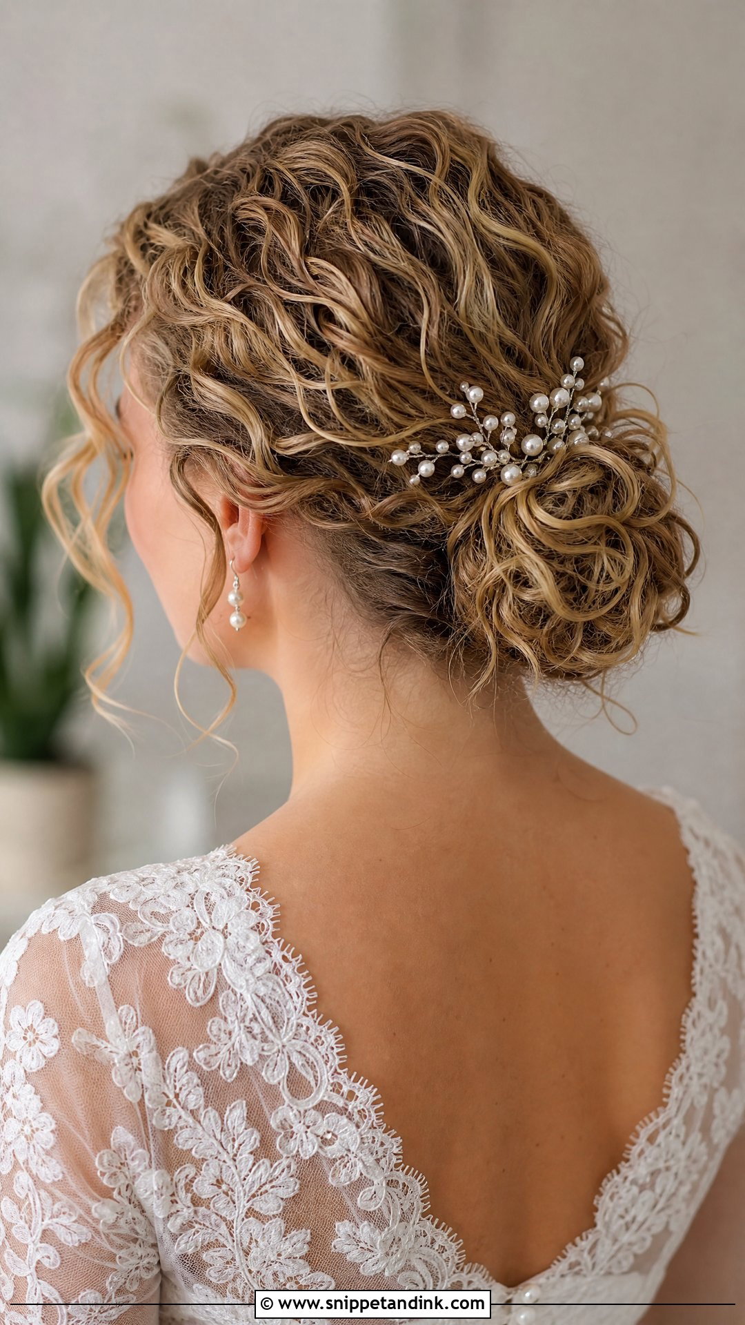 Short Curly Hair With Mini Bun For Wedding - Snippet and Ink - 20 Short Curly Hair for Wedding Ideas