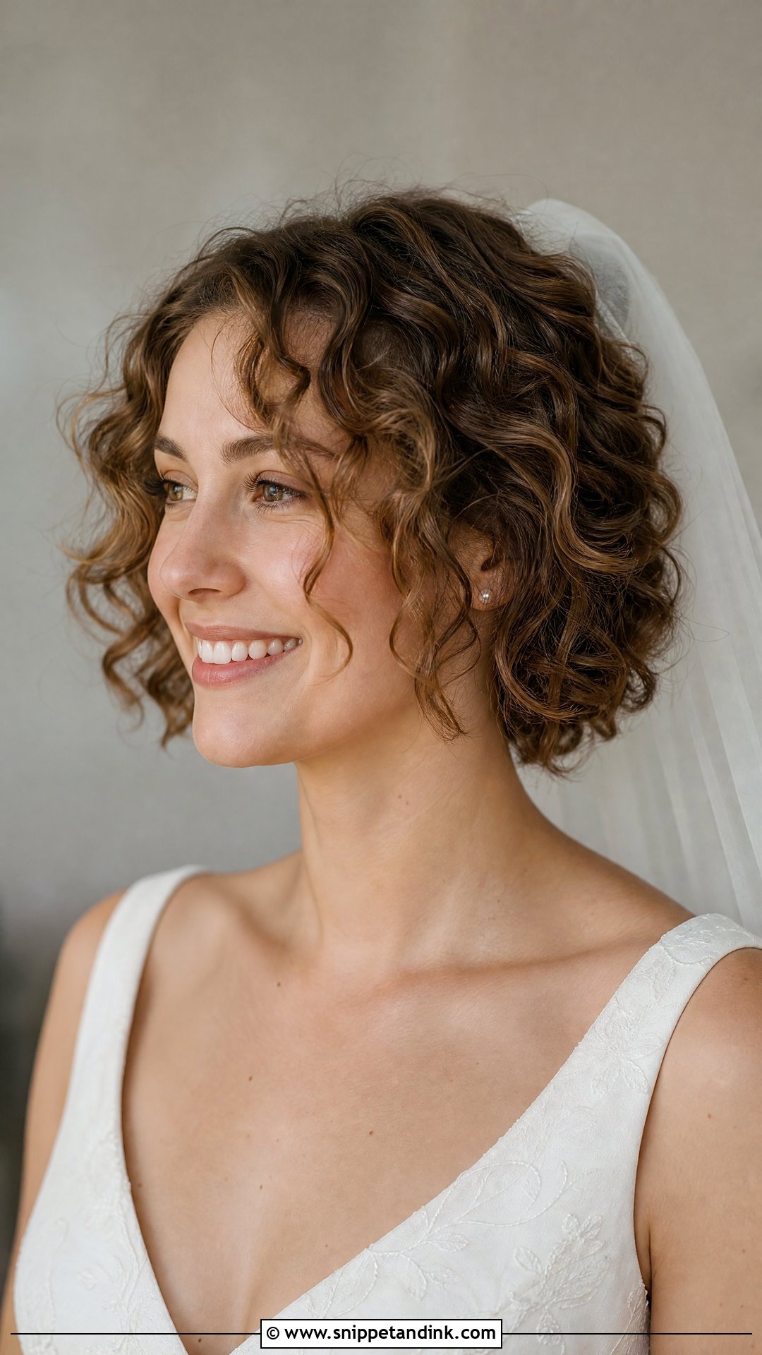 Short Curly Hair With Veil Wedding - Snippet and Ink - 15 Curls for Short Hair Wedding
