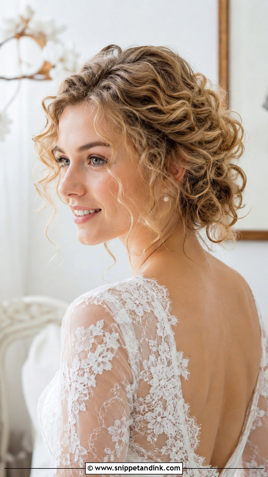 Short Curly Half Up Bridal Hair - Snippet and Ink - 15 Short Curly Hair Bridal Hairstyles