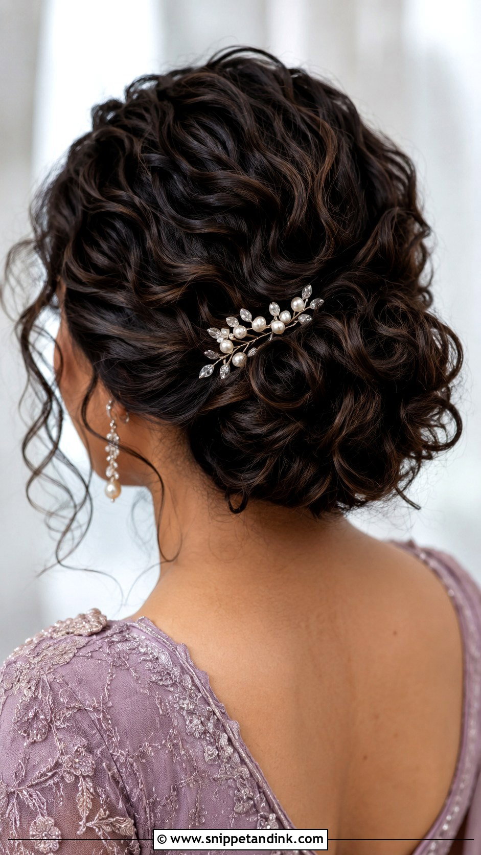 Short Curly Low Bun Wedding Guest Hair - Snippet and Ink - 15 Short Curly Hair Wedding Guest Styles