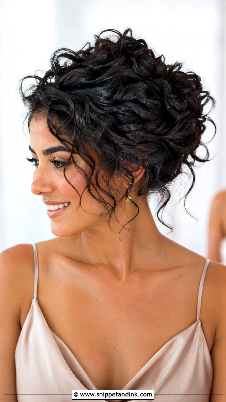 Short Curly Messy Updo - Snippet and Ink - 15 Short Curly Hair Updo for Wedding Ideas