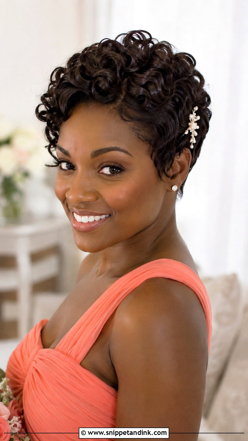 Short Curly Pixie Bridesmaid Hairstyle - Snippet and Ink - 25 Bridesmaid Hairstyles for Short Hair