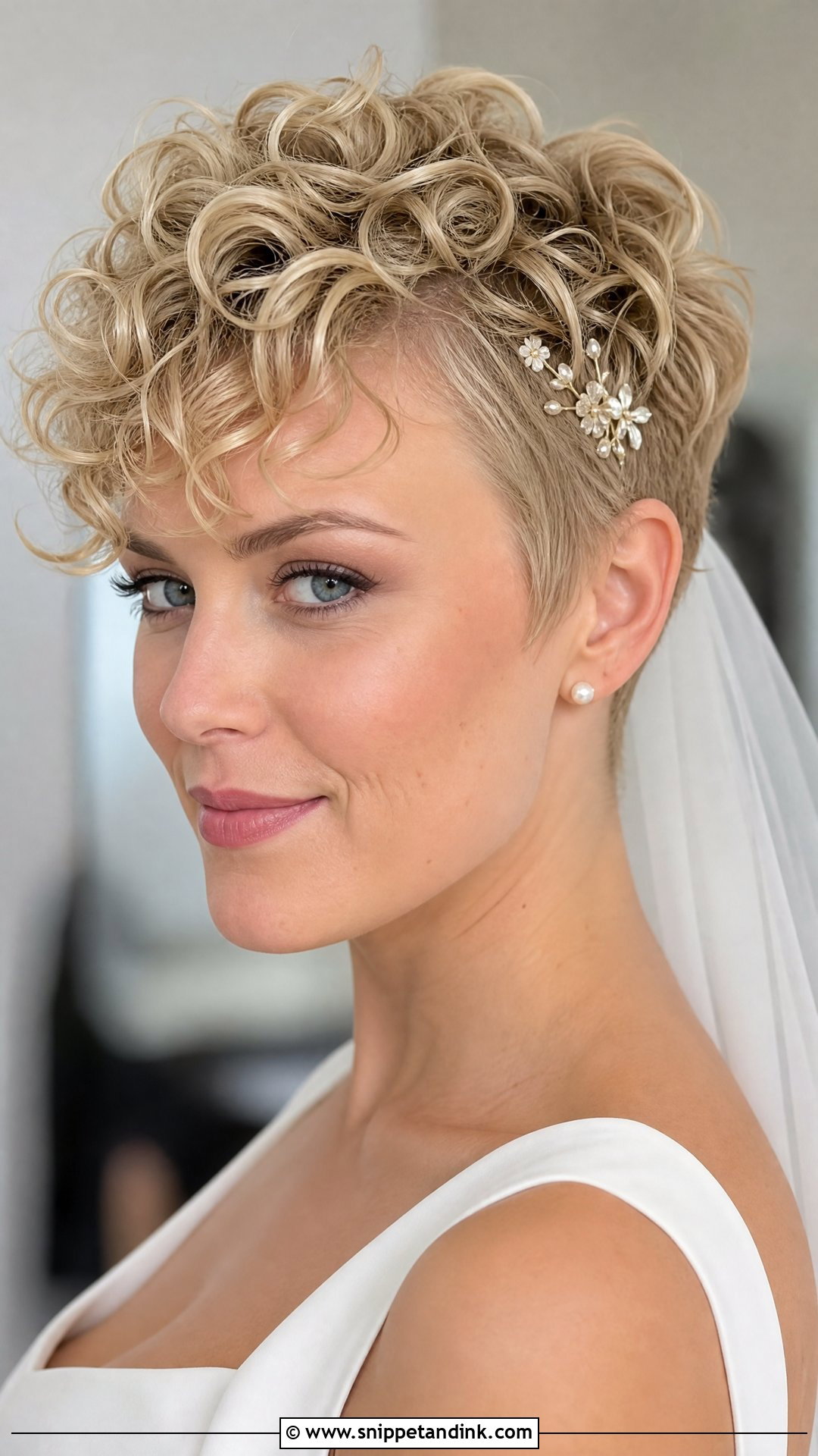 Short Curly Pixie Wedding Hair - Snippet and Ink - 15 Curly Short Hair Wedding Styles
