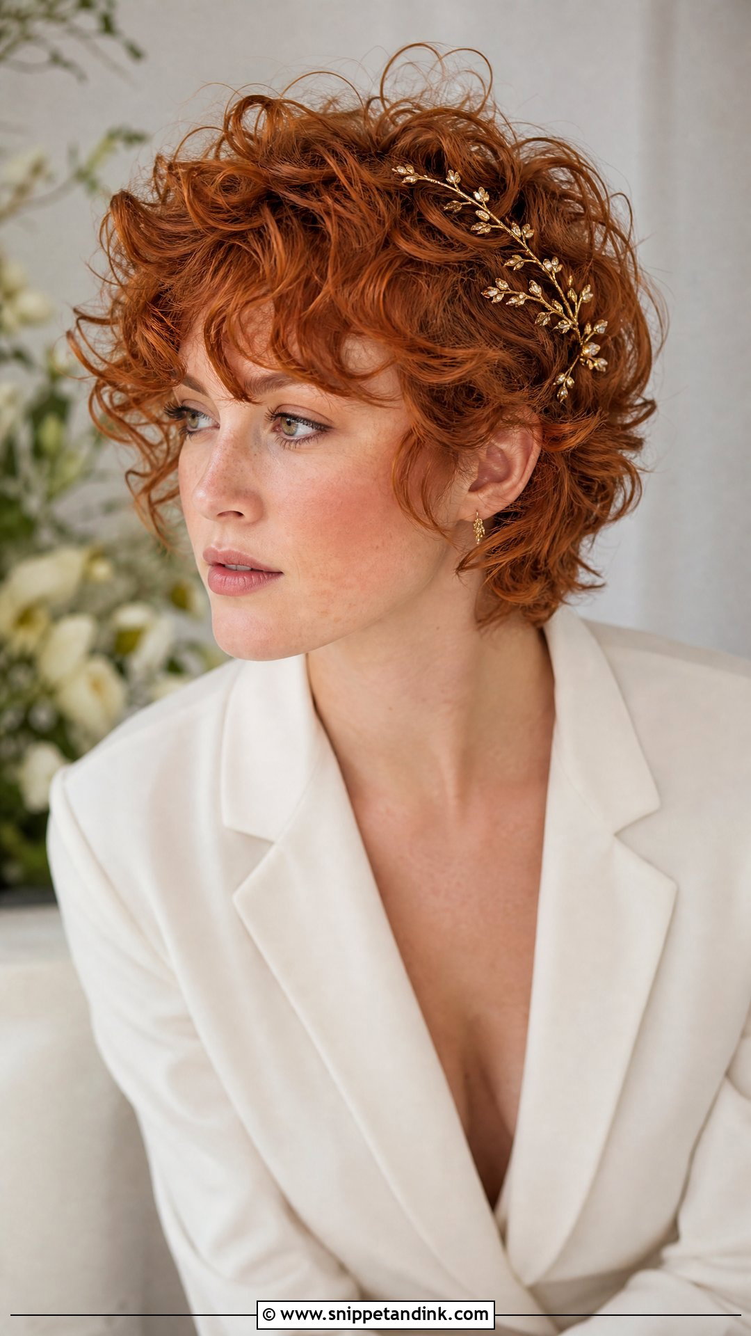 Short Curly Shag Wedding Hair - Snippet and Ink - 15 Curly Short Hair Wedding Styles