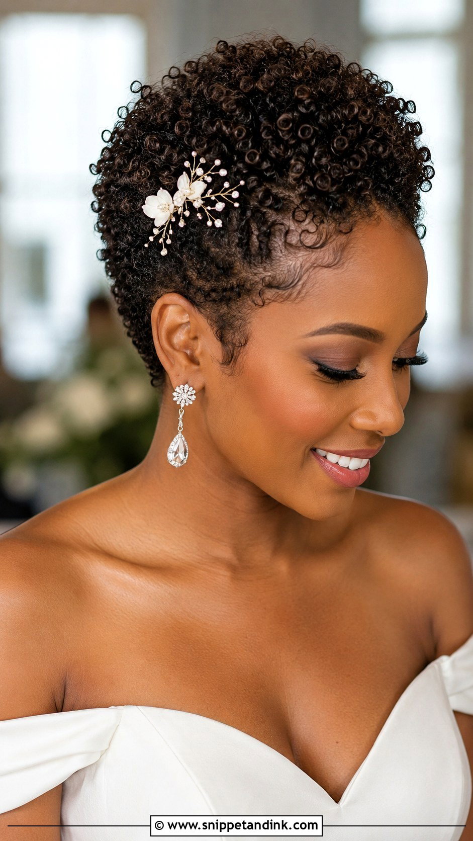 Short Curly Tapered Wedding Hairstyle - Snippet and Ink - 15 Short Wedding Hairstyles for Curly Hair