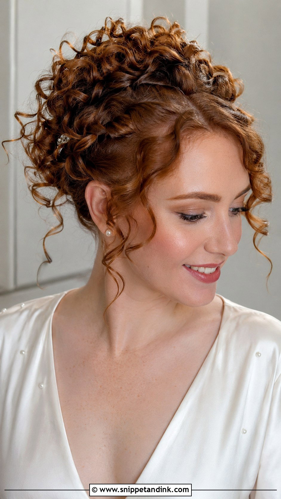 Short Curly Twisted Updo - Snippet and Ink - 15 Short Curly Hair Updo for Wedding Ideas