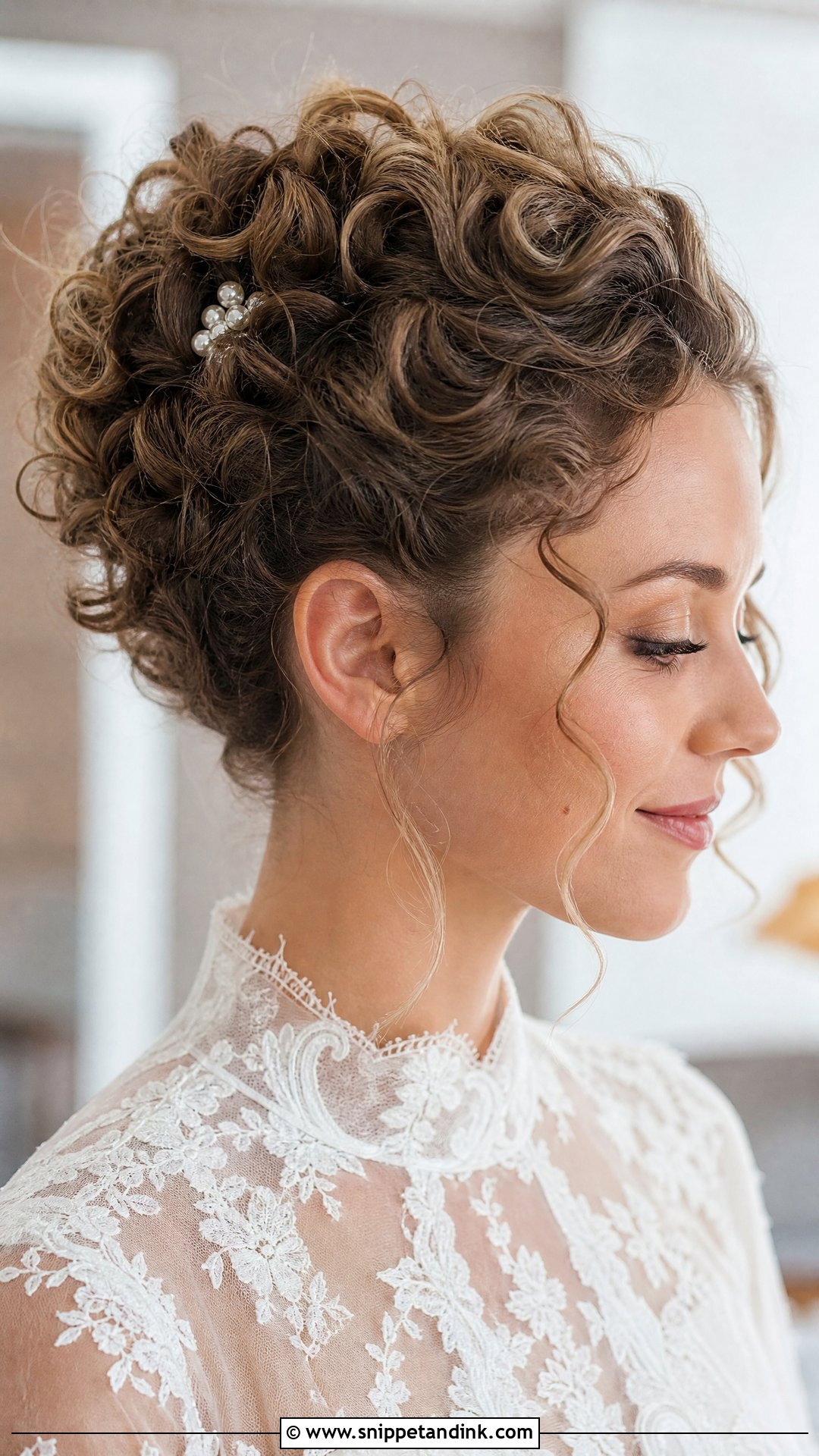 Short Curly Updo Wedding Hair - Snippet and Ink - 15 Curly Short Hair Wedding Styles