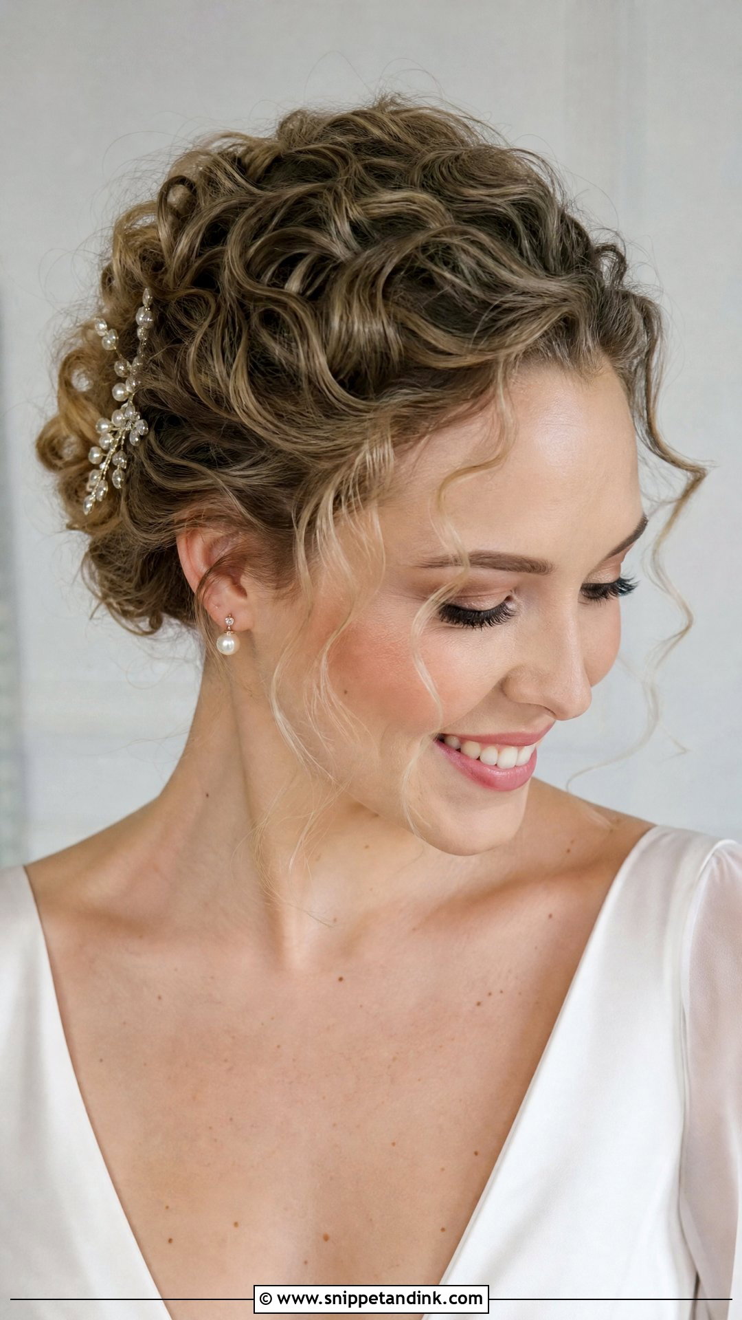 Short Curly Updo Wedding Hair - Snippet and Ink - 15 Curls for Short Hair Wedding