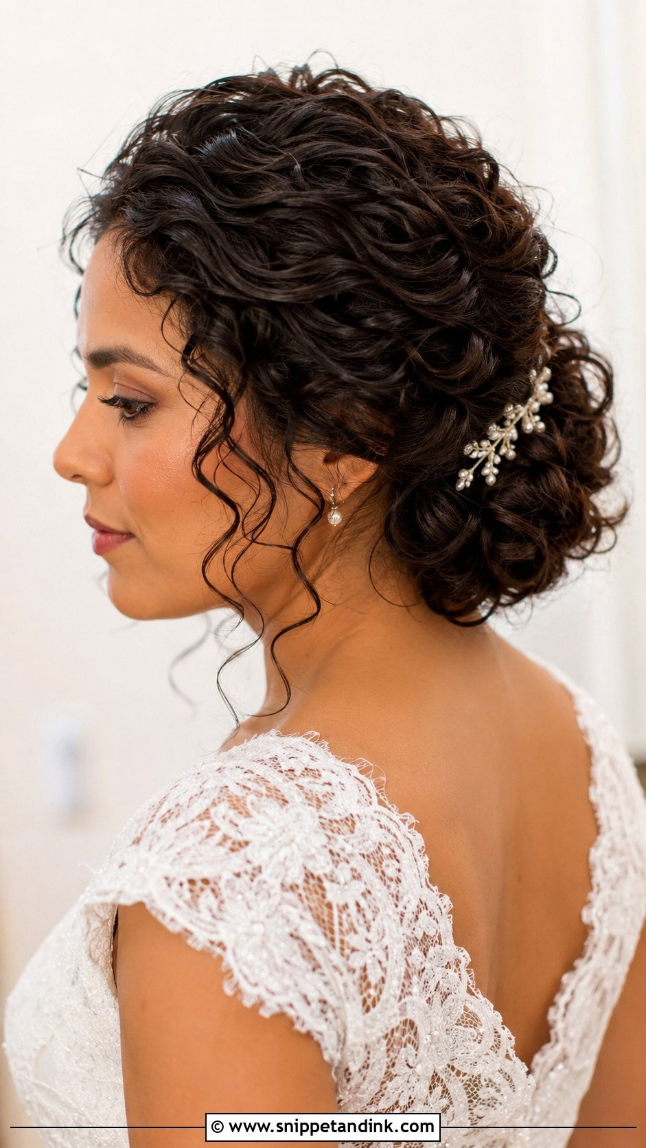Short Curly Updo Wedding Hairstyle - Snippet and Ink - 15 Short Wedding Hairstyles for Curly Hair