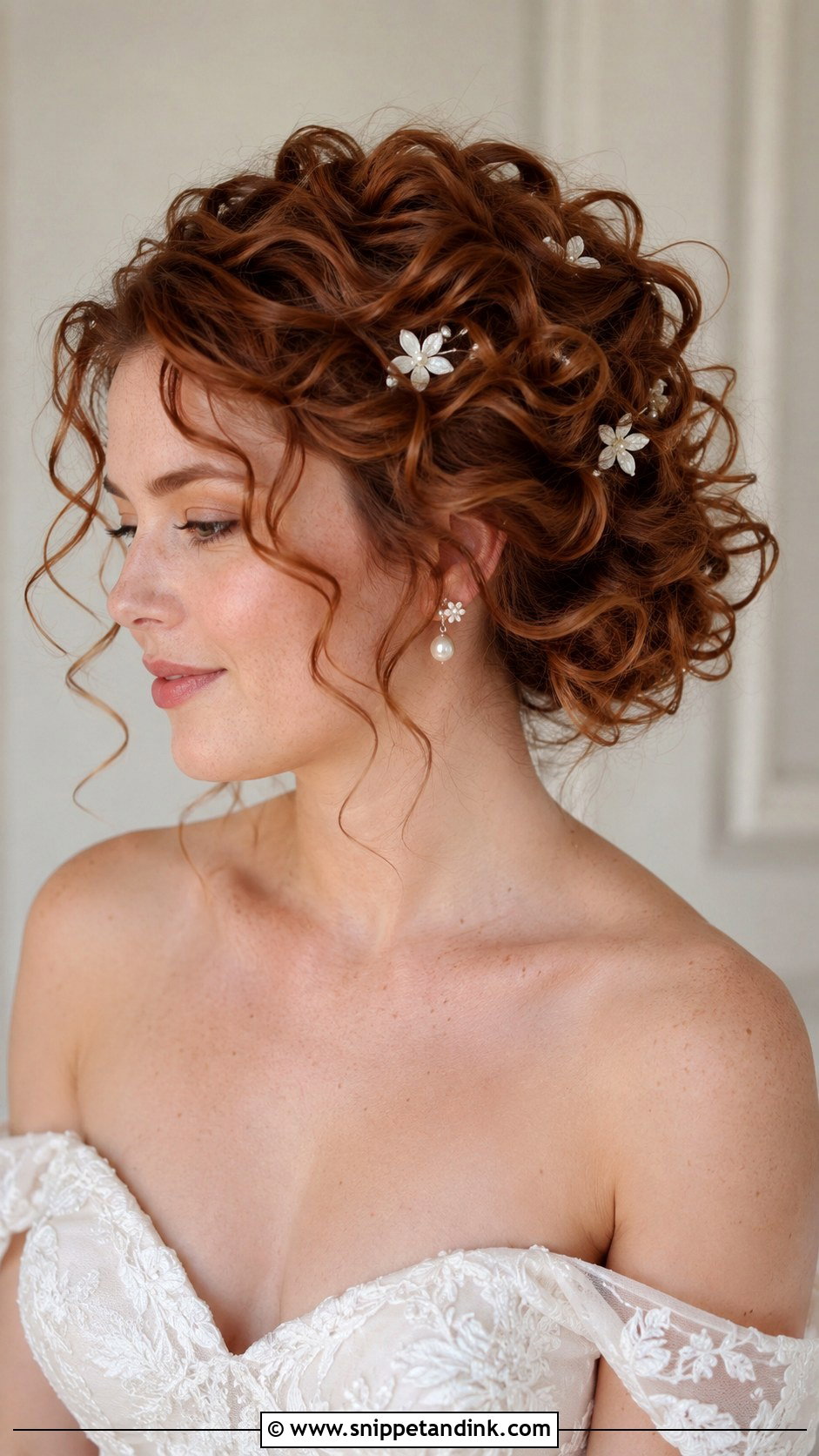 Short Curly Updo With Loose Tendrils - Snippet and Ink - 20 Short Hair Curls Wedding