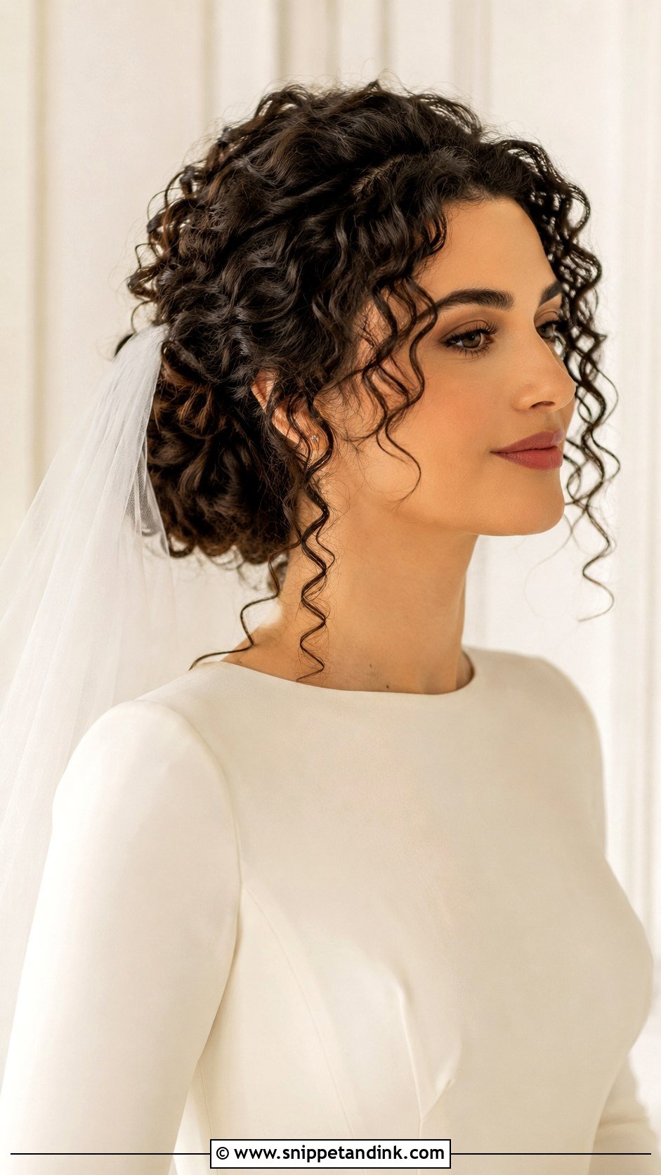 Short Curly Updo With Veil - Snippet and Ink - 15 Short Curly Hair Updo for Wedding Ideas