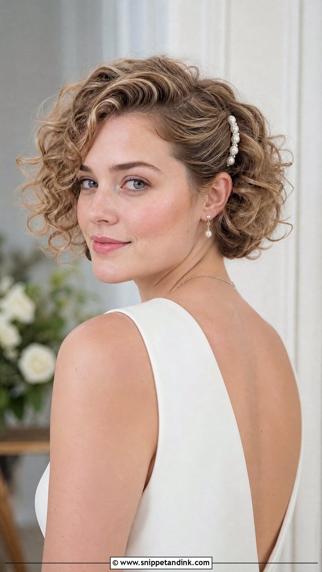 Short Curly Wedding Hairstyle - Snippet and Ink - 15 Curly Girl Wedding Hairstyles