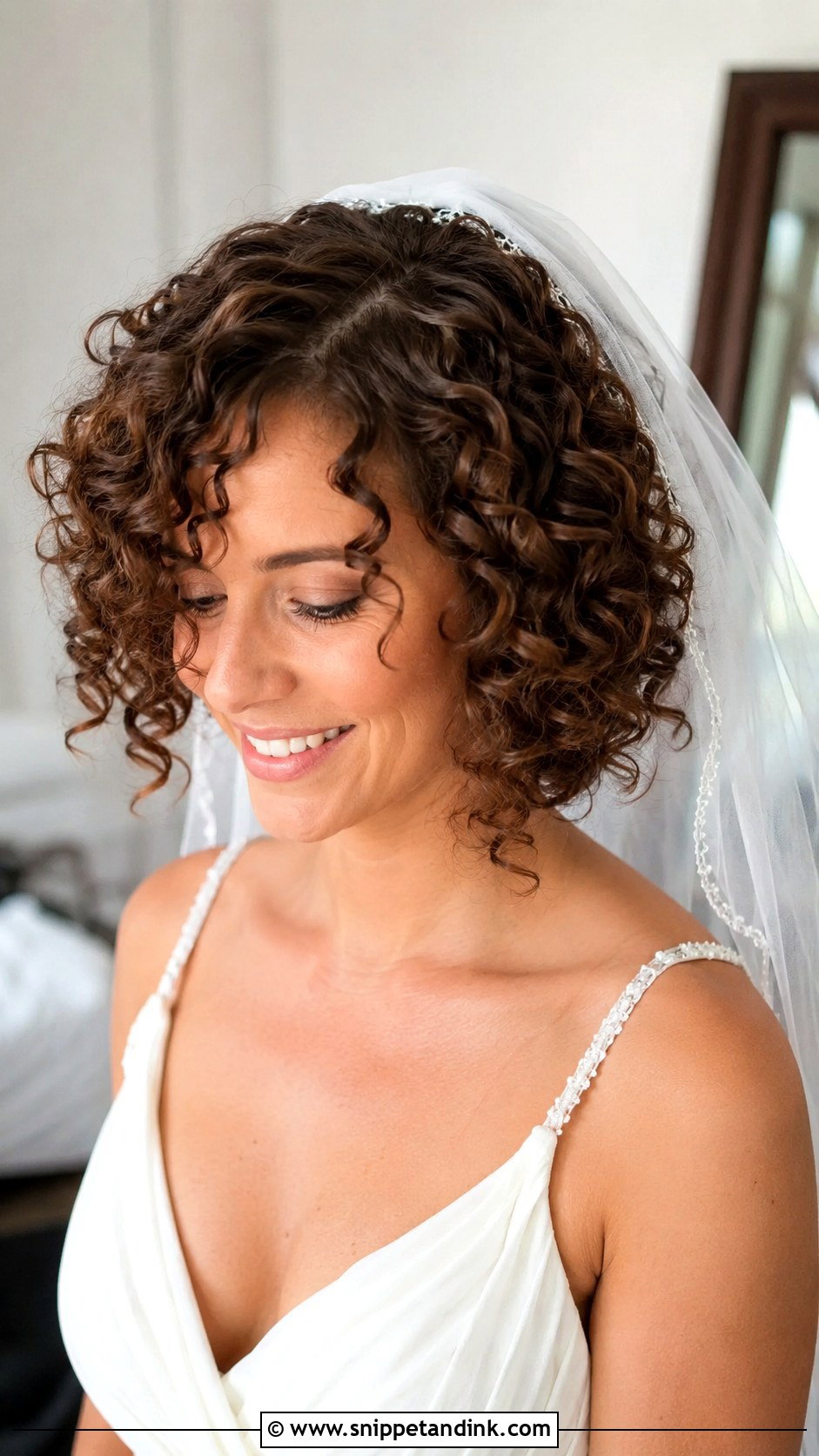 Short Curly Wedding Hairstyle With Flower Comb - Snippet and Ink - 15 Short Curly Hair Wedding Hairstyles